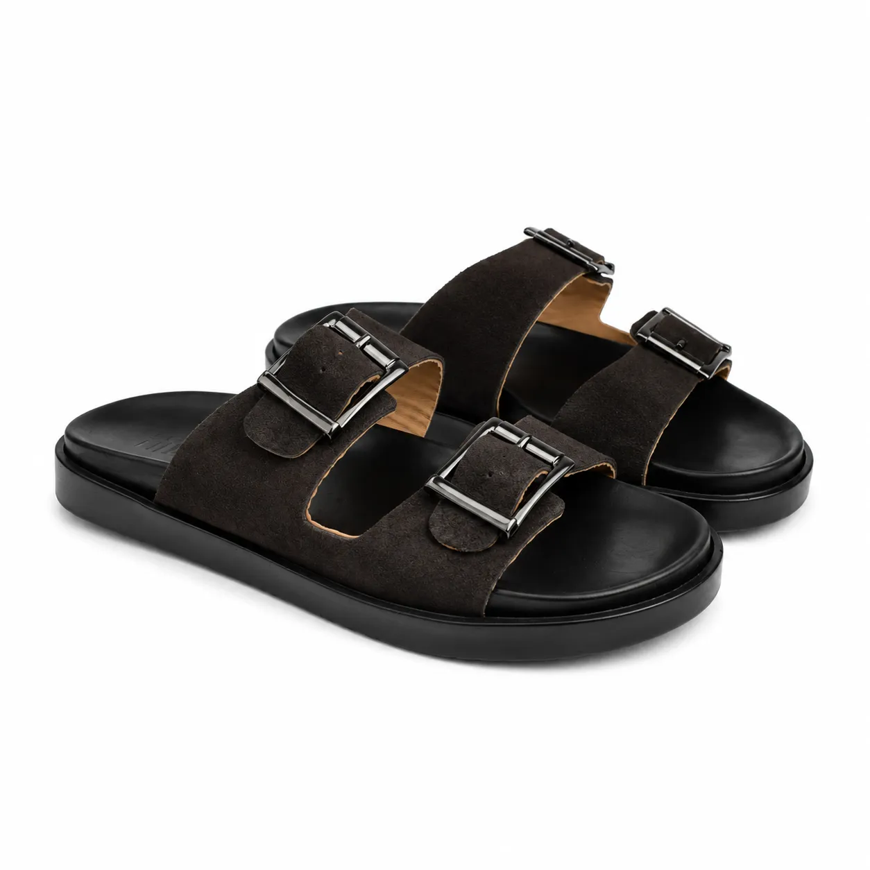 Sandale pour homme h02-1 marron daim miniature